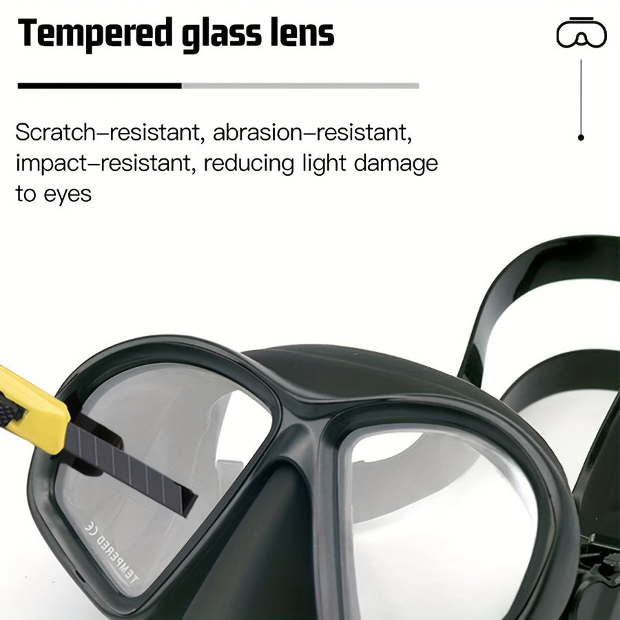 Masque de Plongée en Verre Trempé avec Étui de Rangement - Lunettes de Plongée avec Anti-Buée et Fixation pour Caméra