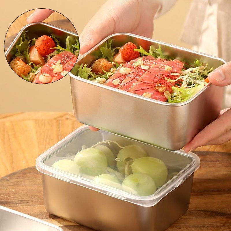 Skanto | Boîte de Rangement Alimentaire en Acier Inoxydable avec Couvercle, Boîte à Lunch, Boîte de Rangement pour Snacks