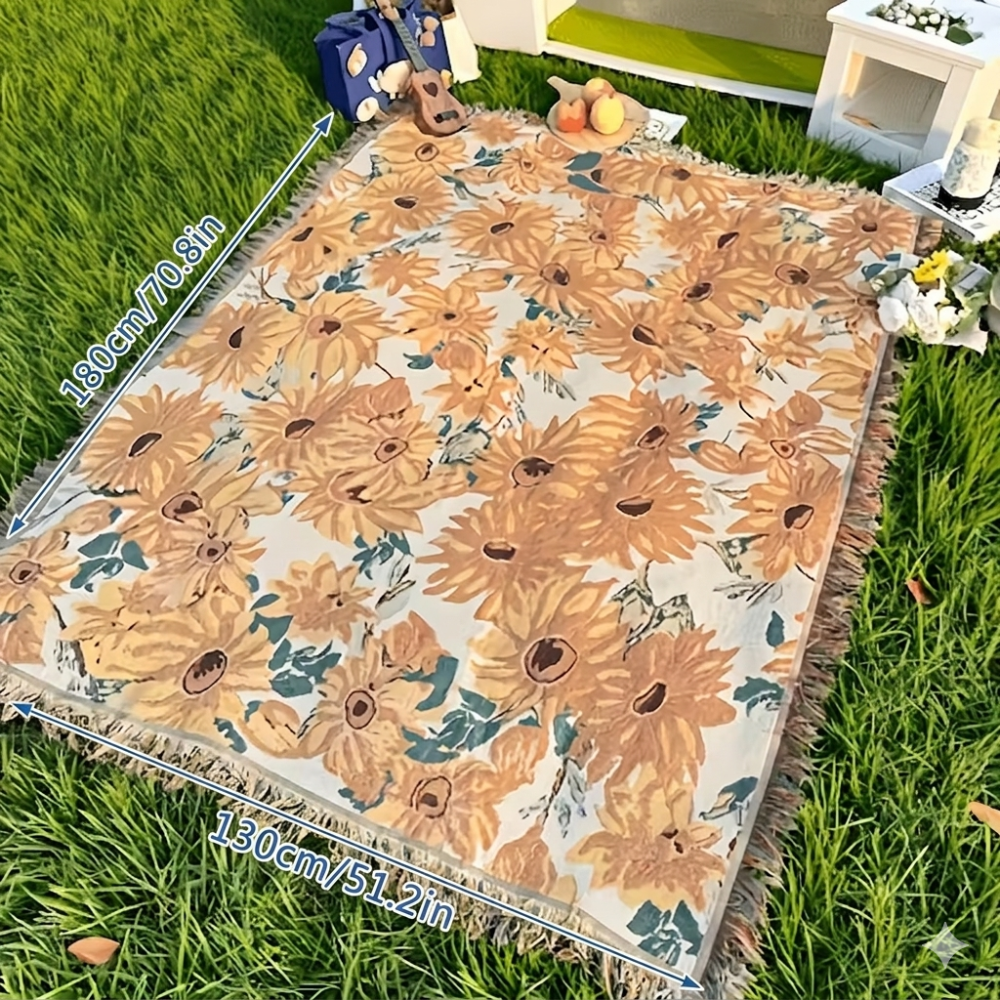 Couverture de pique-nique imperméable avec motif floral 180x230 cm