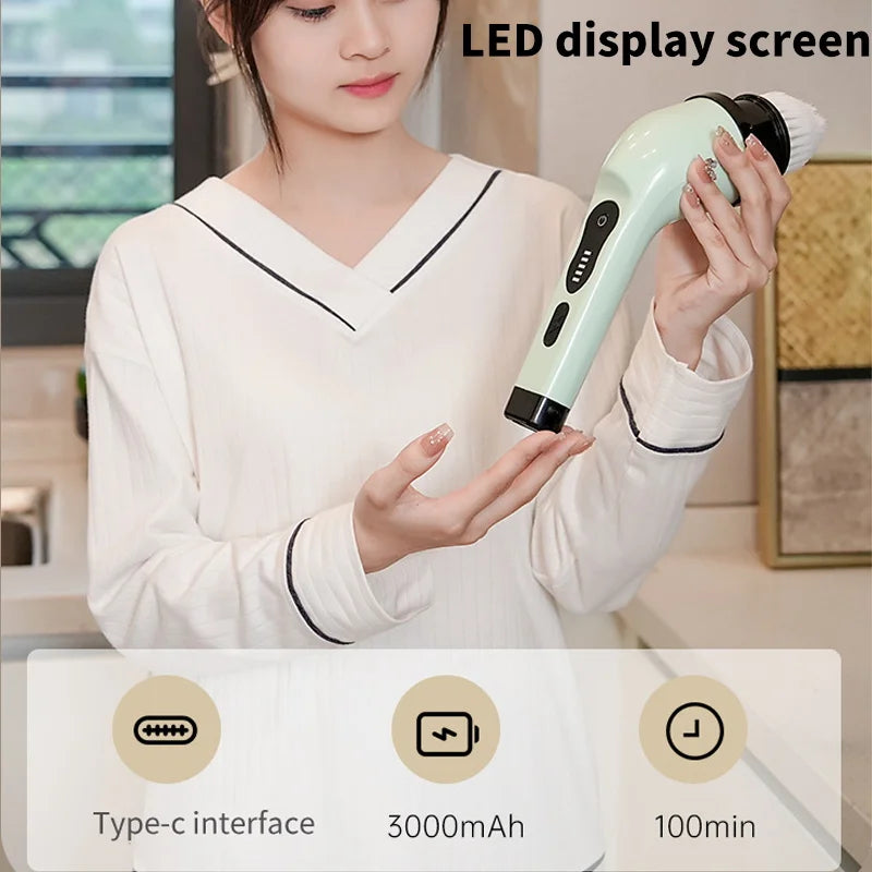 Brosse de nettoyage électrique 9-en-1 avec affichage LED – 1+1 GRATUIT