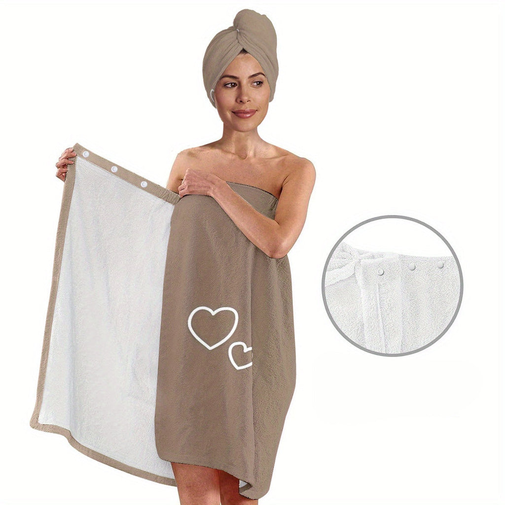 AQUARELLE - Ensemble de Peignoir et Serviette Minimaliste Solide Léger à Séchage Rapide Essentiels de Bain Faciles