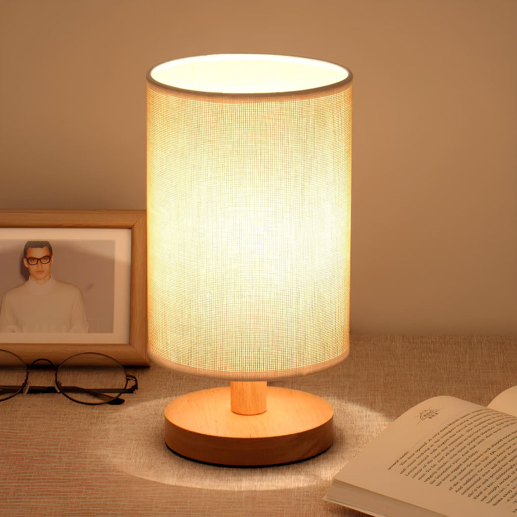 Aiko – Lampe de Table Organique en Bois & Lin avec Télécommande