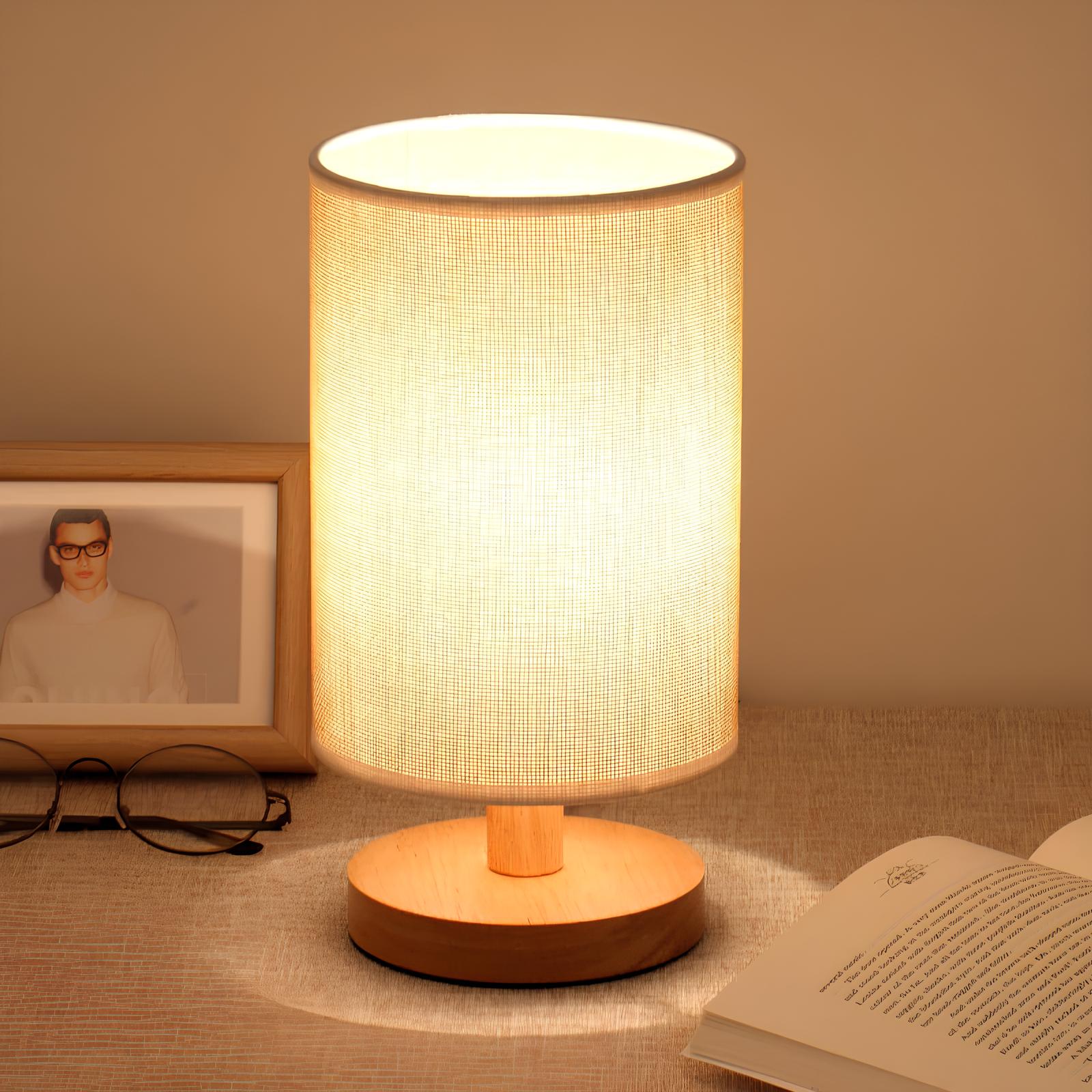 Aiko – Lampe de Table Organique en Bois & Lin avec Télécommande