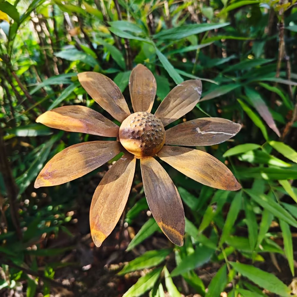 Tuteur de jardin en métal Fleur de camomille Sculpture 65 cm