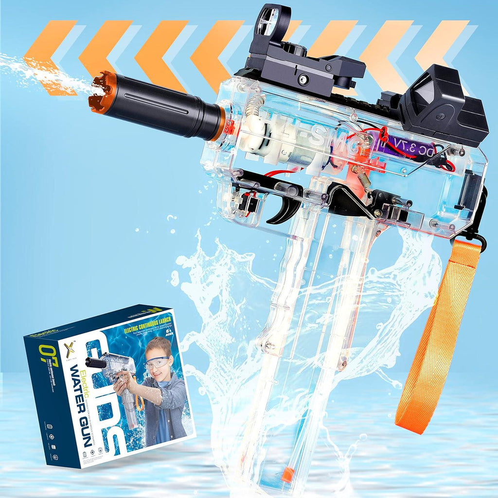 Pistolet à Eau Automatique Transparent UZI Haute Vitesse