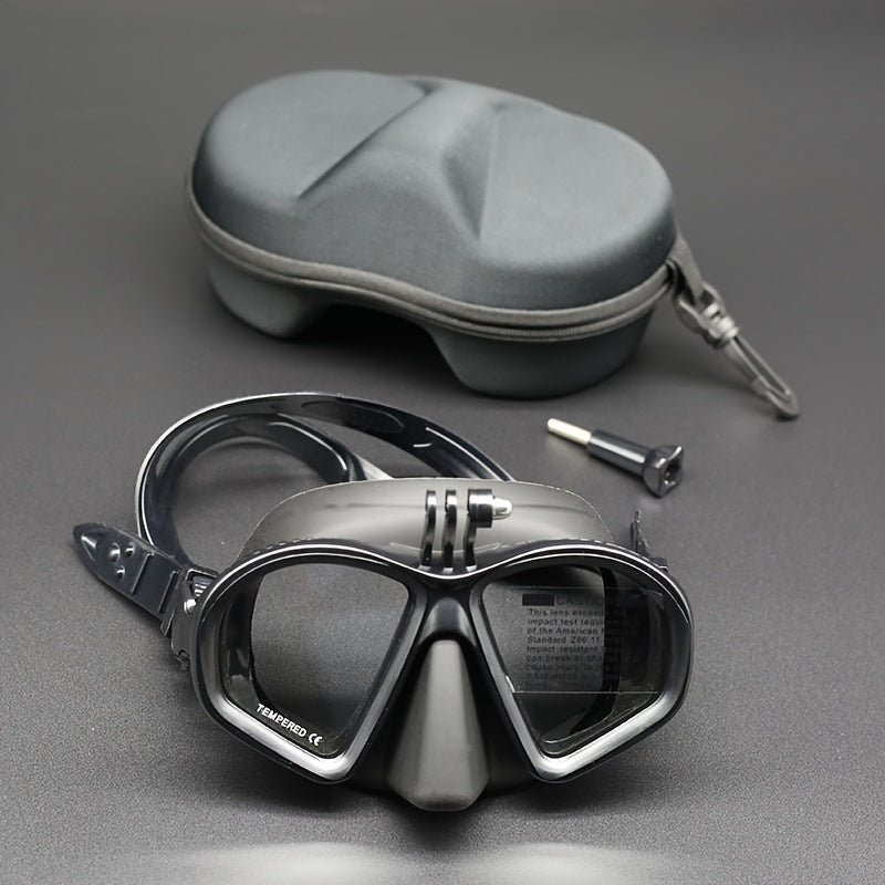 Masque de Plongée en Verre Trempé avec Étui de Rangement - Lunettes de Plongée avec Anti-Buée et Fixation pour Caméra