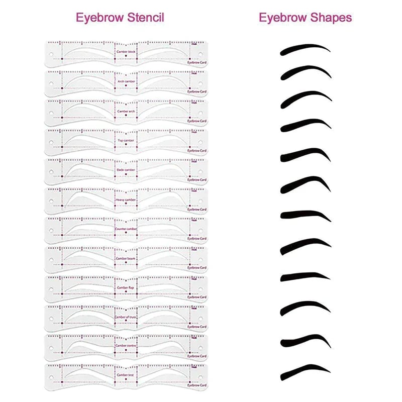 1+1 Gratuit | Ensemble de pochoirs à sourcils | Ensemble de mapping de sourcils de 12 pièces | Symétrie & Forme Parfaites | Réutilisable