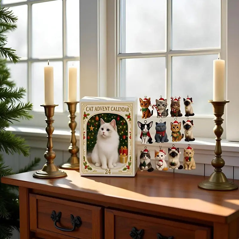 Calendrier de l'Avent festif avec 24 joyeux chats