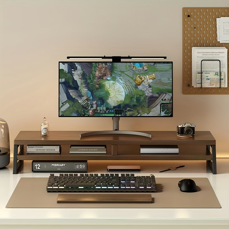 MODERNLIFT - Support de Moniteur en Bois Économiseur d'Espace avec Rangement, Cadre Métallique Durable