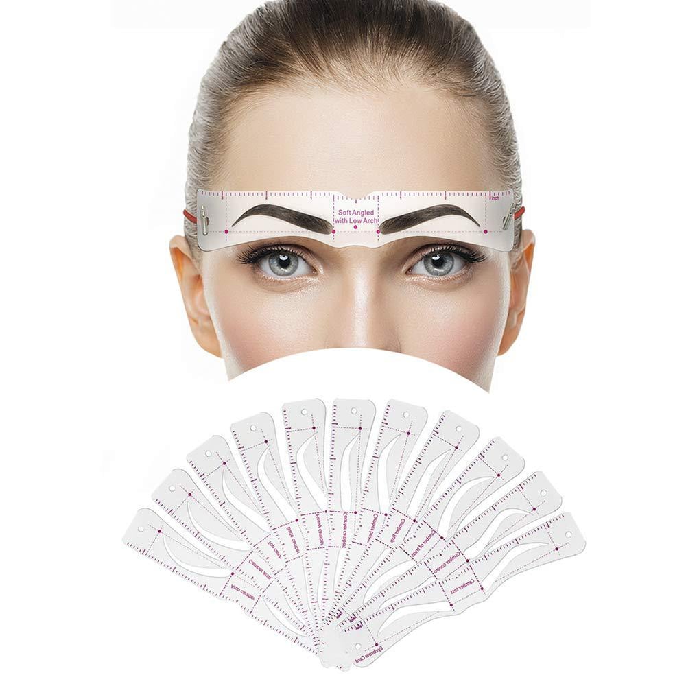 1+1 Gratuit | Ensemble de pochoirs à sourcils | Ensemble de mapping de sourcils de 12 pièces | Symétrie & Forme Parfaites | Réutilisable