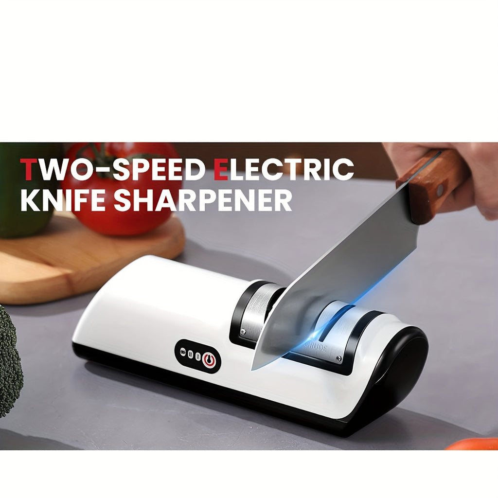 Skanto | Aiguiseur de couteaux électrique – Aiguiseur de couteaux multifonctionnel pour la maison, chargement USB entièrement automatique avec 2 réglages de vitesse pour une utilisation en cuisine