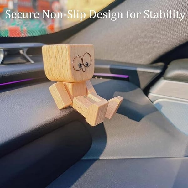 Figurine en bois | Objet de décoration artisanal oscillant | 12 expressions faciales magnétiques | Voiture & Bureau