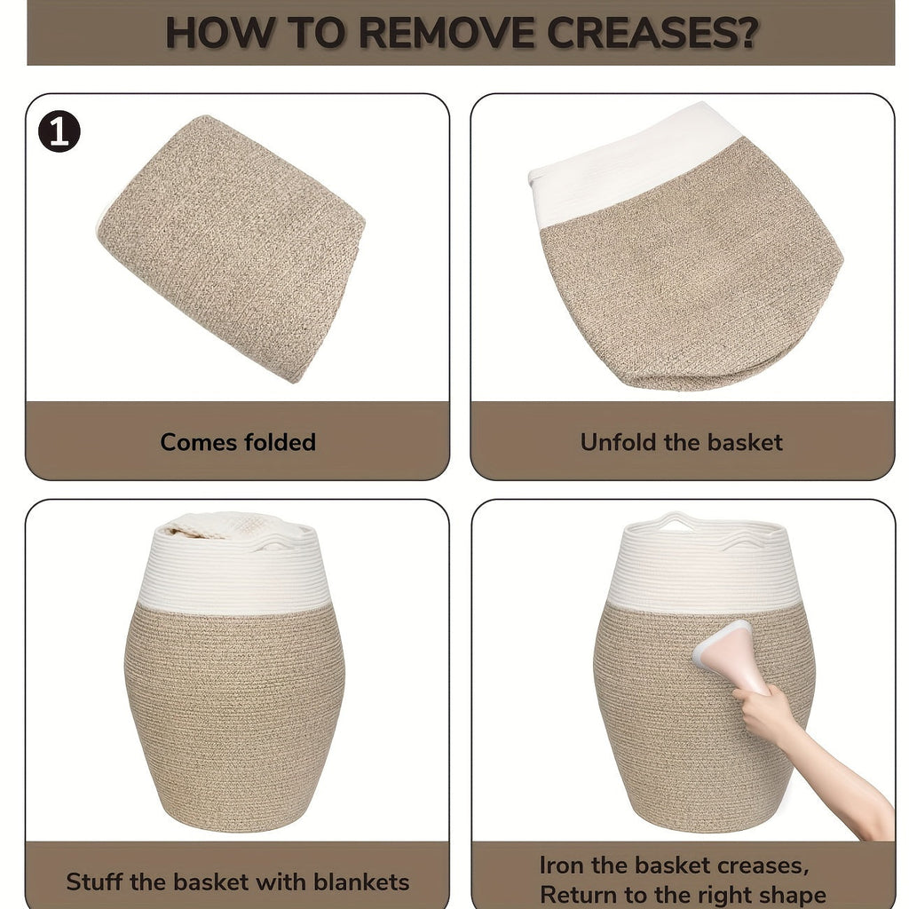 Grand Panier à Linge Tissé en Osier – Pratique et Élégant pour Toute Salle de Lavage