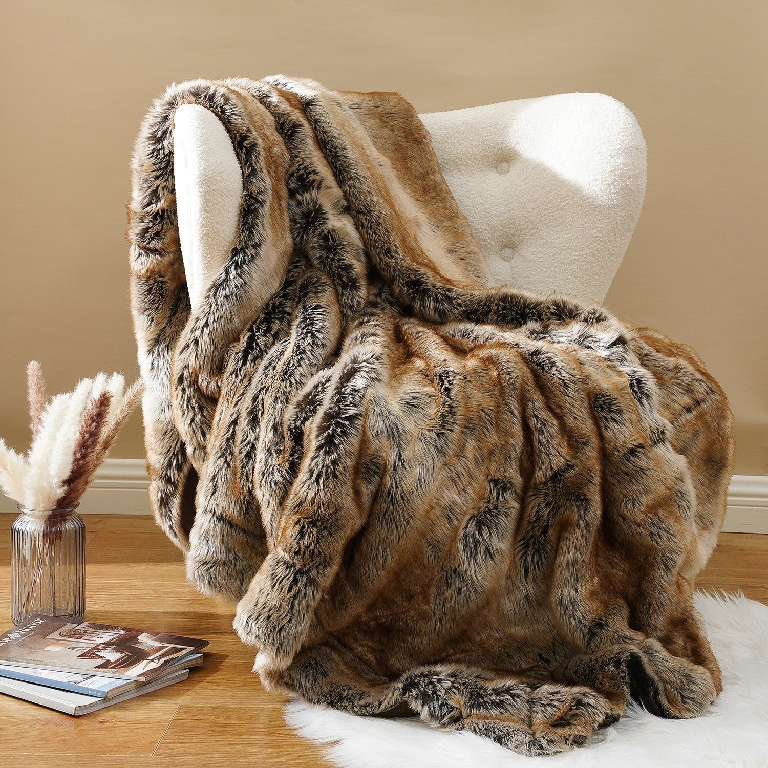 Plaid en Fausse Fourrure pour Canapé et Chambre