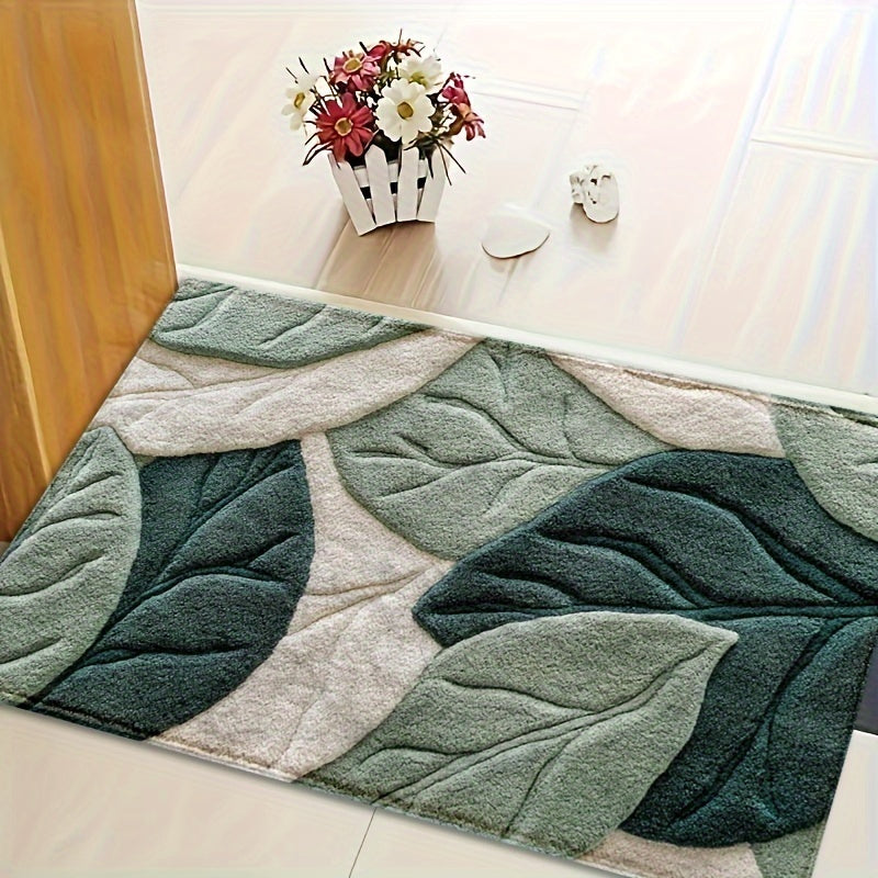 Tapis de Bain Feuilles – Absorbant, Doux et Confortable pour la Salle de Bain