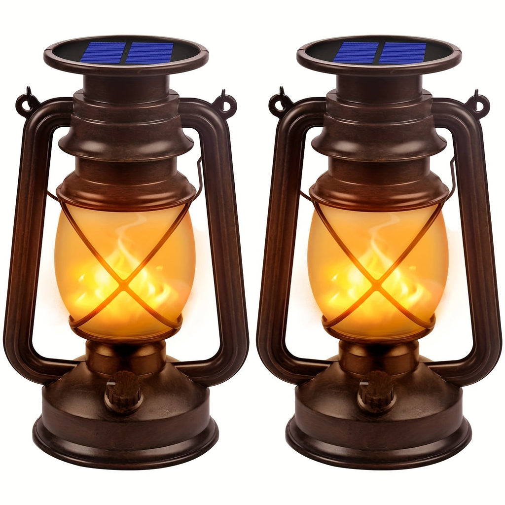 Ensemble de 2 Lanternes Solaires – Vintage Flammes Dansantes LED pour Jardin et Patio