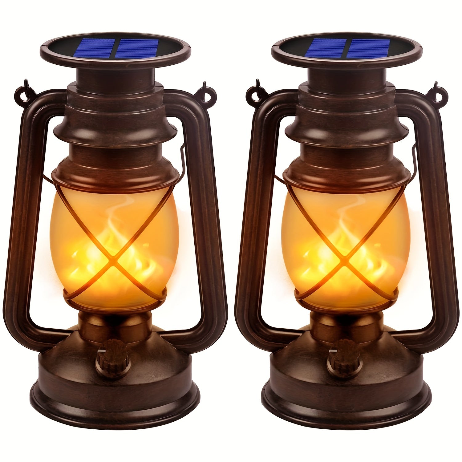 Ensemble de 2 Lanternes Solaires – Vintage Flammes Dansantes LED pour Jardin et Patio