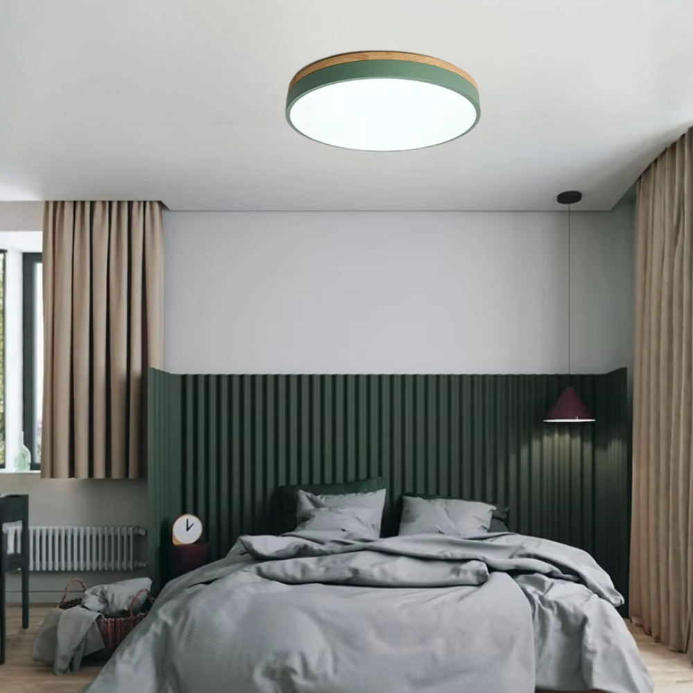 Lumière de plafond encastrée Horizon - Design moderne ultra-fin avec accent en bois