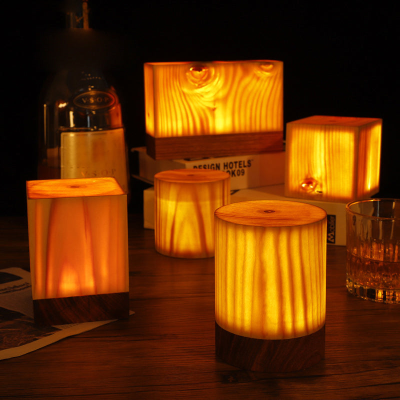 LumaNord Lampe de Table – Lampe LED Rechargeable Sans Fil avec Tactile et Aspect Bois