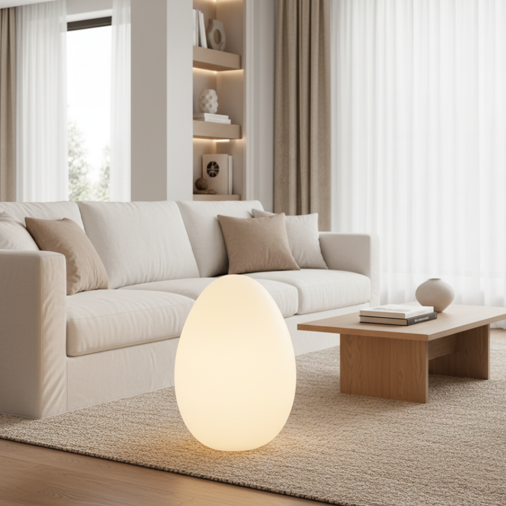 SolStone | Lampe de sol sculpturale œuf moderne minimaliste pour salon