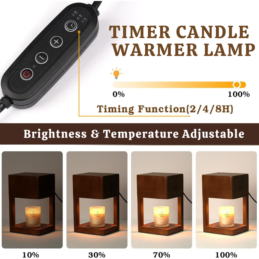 Lampe Réchauffe-Bougie en Bois Scandinave - Lumière Ambiante à Double Usage