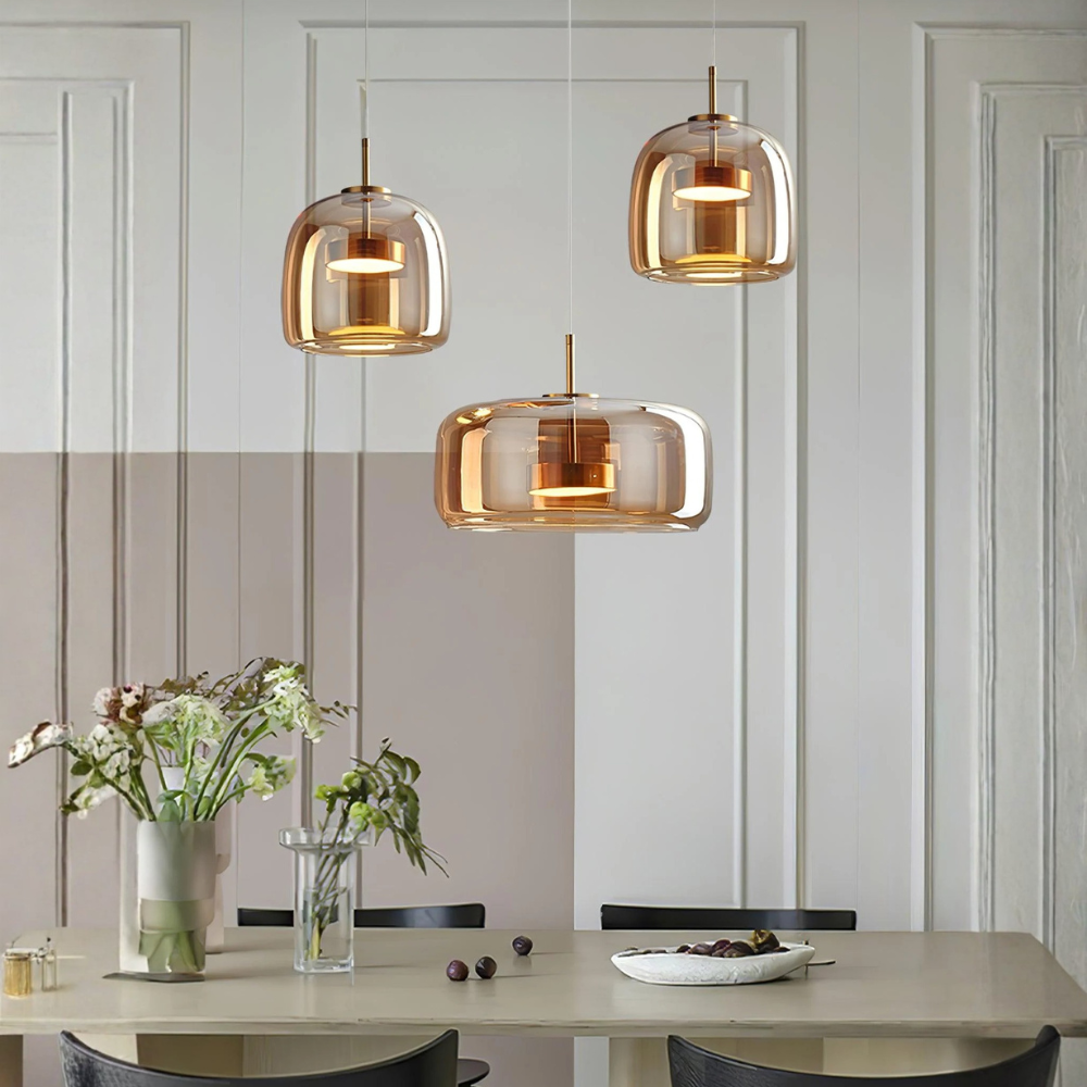 Lustre en Verre Nordic - Lumières Suspendues de Cuisine Ajustables