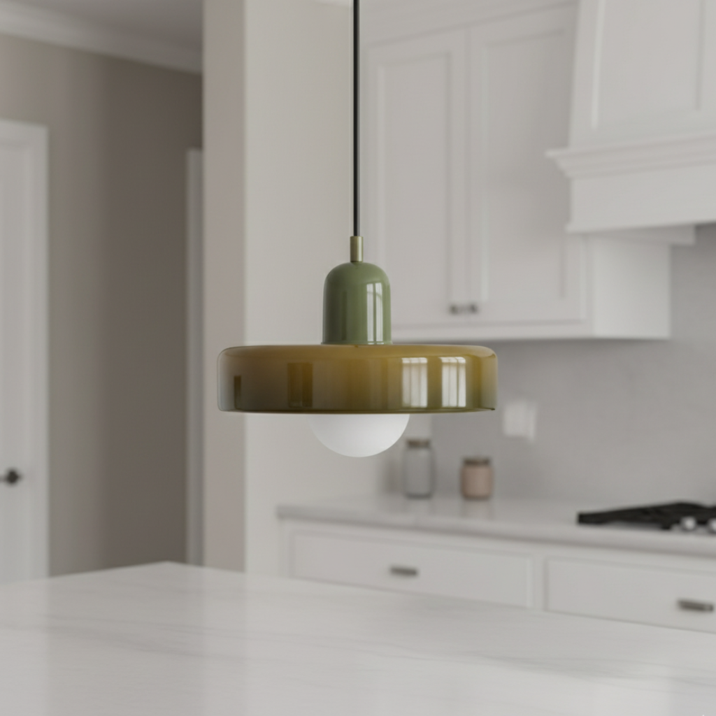 Luminaire en Verre Inspiré du Bauhaus – Éclairage Suspendu Moderne pour Cuisine