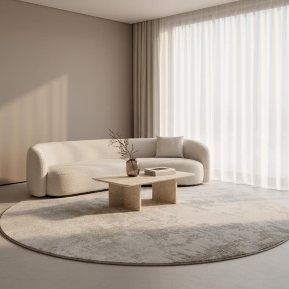 Marcello - Tapis rond en peluche luxueux de style italien pour le salon