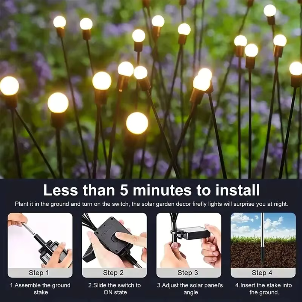 Luminaires de Jardin Solaires Élégants | Éclairage Extérieur Étanche avec 120 Lumens pour Jardins ou Terrasses Éblouissants