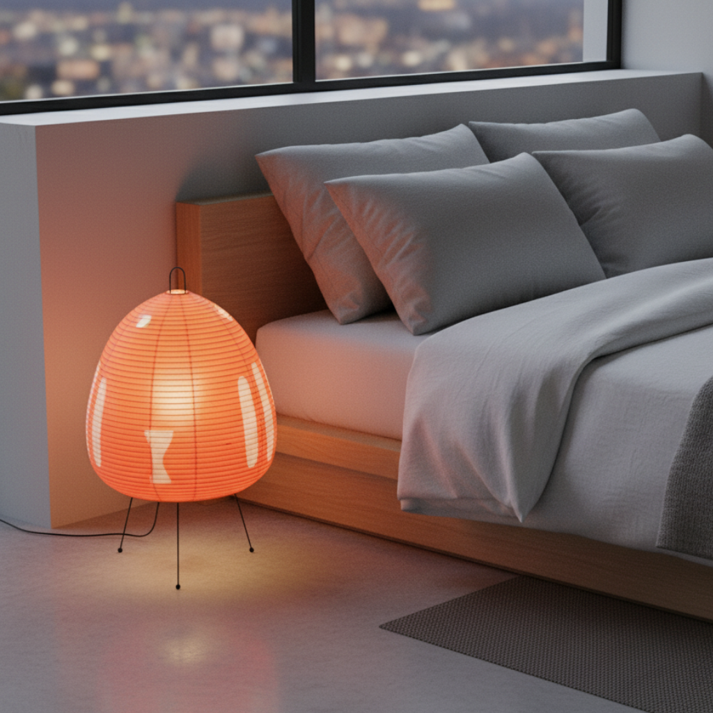 Yunari Haze - Lampe de sol et de table en papier de riz Wabi-Sabi pour une ambiance chaleureuse