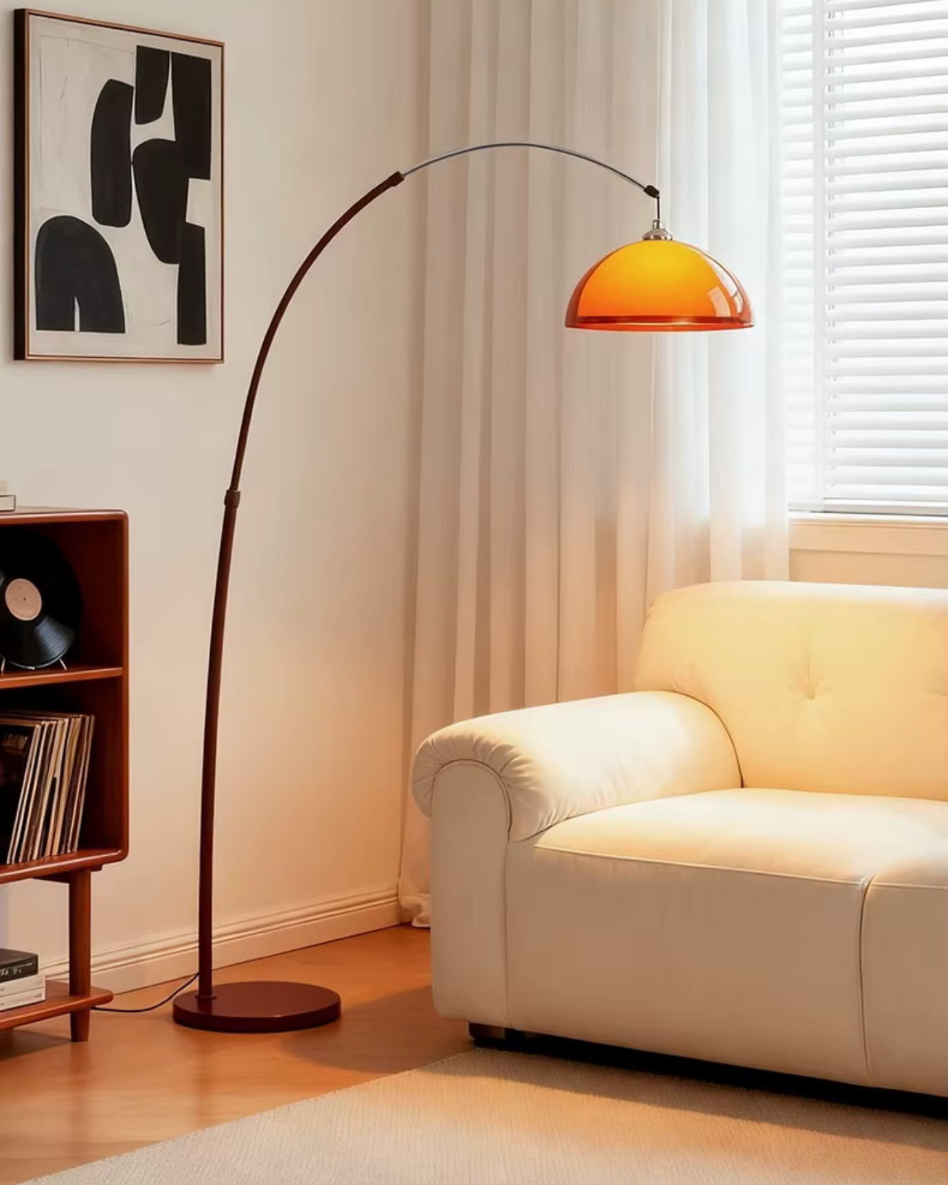 Lampadaire Ventoro Arc - Lampadaire moderne avec abat-jour en dôme chaud pour le salon
