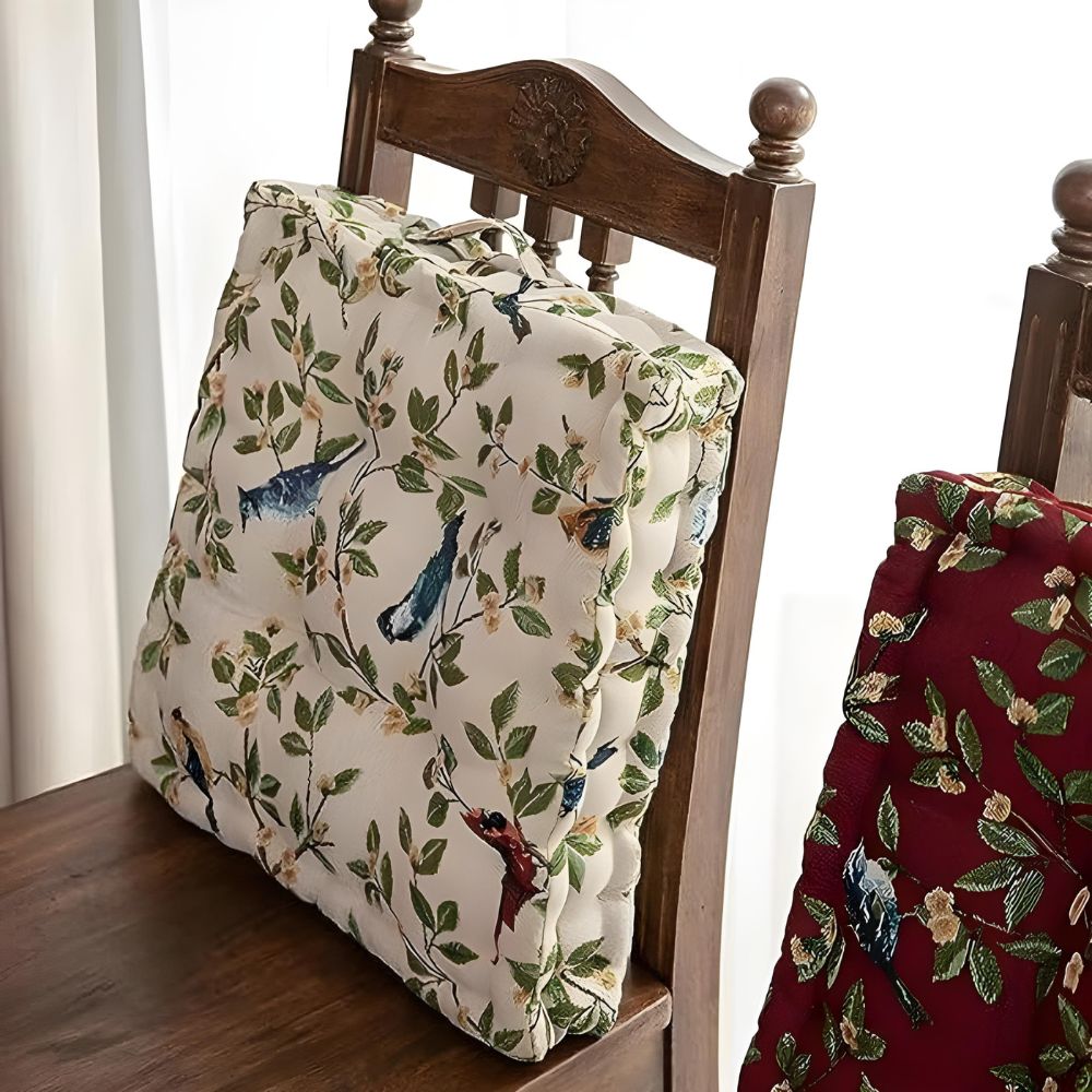 Coussin Feuille Oiseau Fantaisie