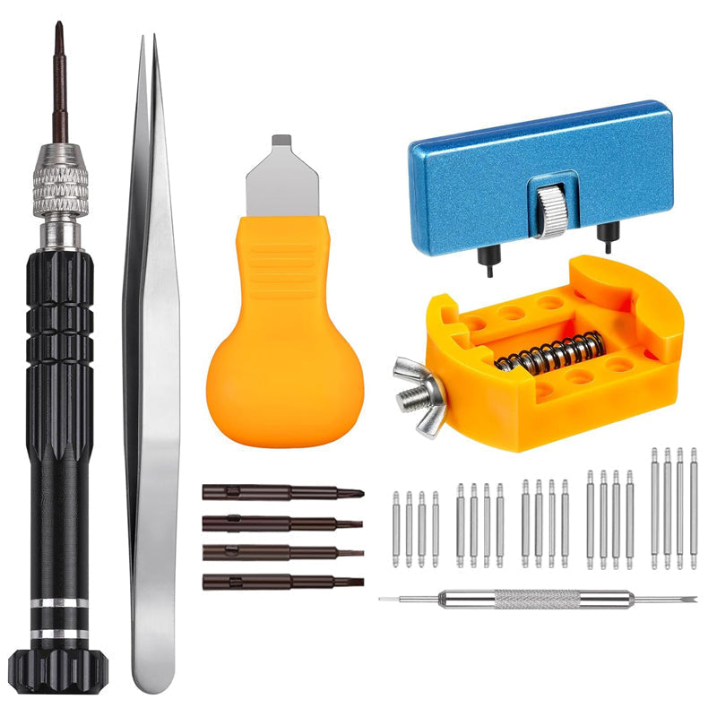 Kit de réparation mini tournevis précis pour montres et lunettes | Micro-bits + pince à épiler pour vis minuscules | Boîte de rangement compacte | Usage domestique DIY