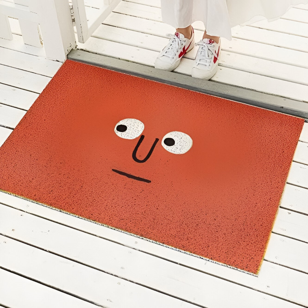 Tapis de porte en PVC antidérapant avec visage souriant