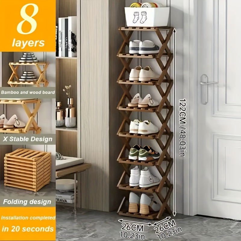 Étagère à Chaussures en Bambou Intelligent – Compacte et Pratique pour Chaque Entrée