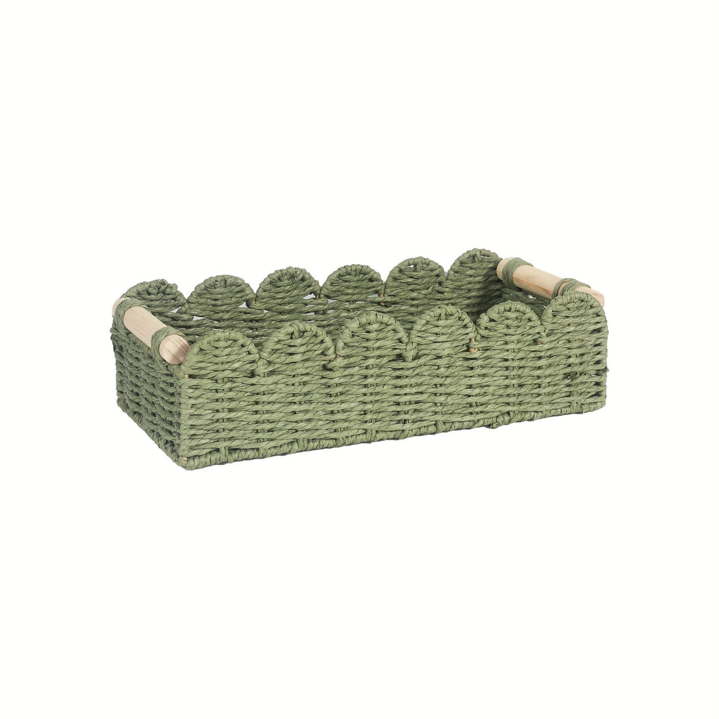 Panier de Rangement Tissé Boho avec Bord en Éventail – Décoratif et Pratique pour Tout Intérieur