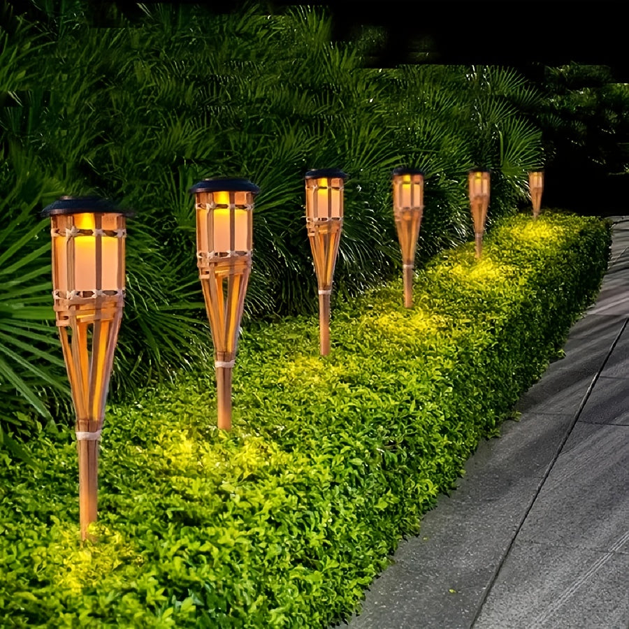 FLAMEGLOW – Lampes LED en Bambou Solaire pour une Ambiance Extérieure