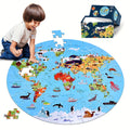 Puzzle de sol en 70 pièces – Design de carte du monde ronde pour enfants