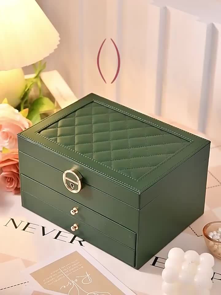 Organisateur de boîte à bijoux en cuir avec tiroirs