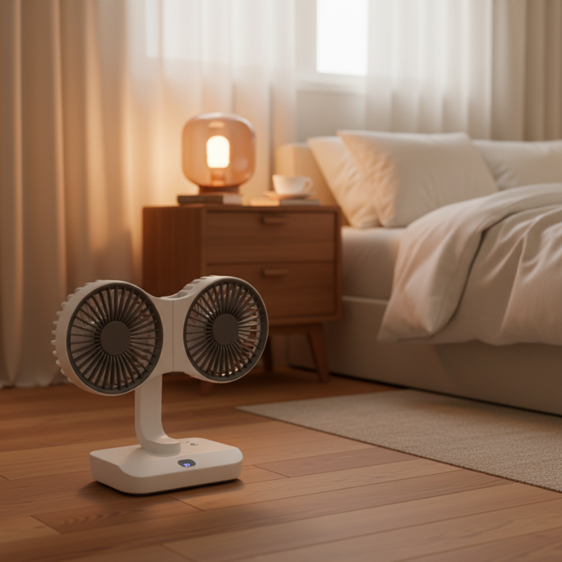Ventilateur Double Tête Rechargeable et Réglable