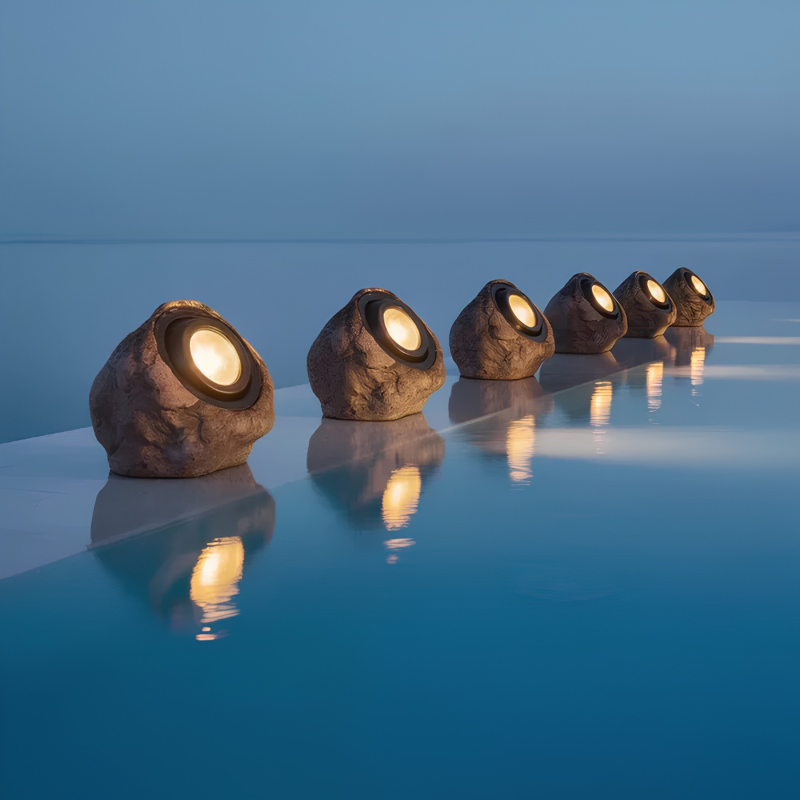Lampe solaire extérieure – éclairage style pierre naturel