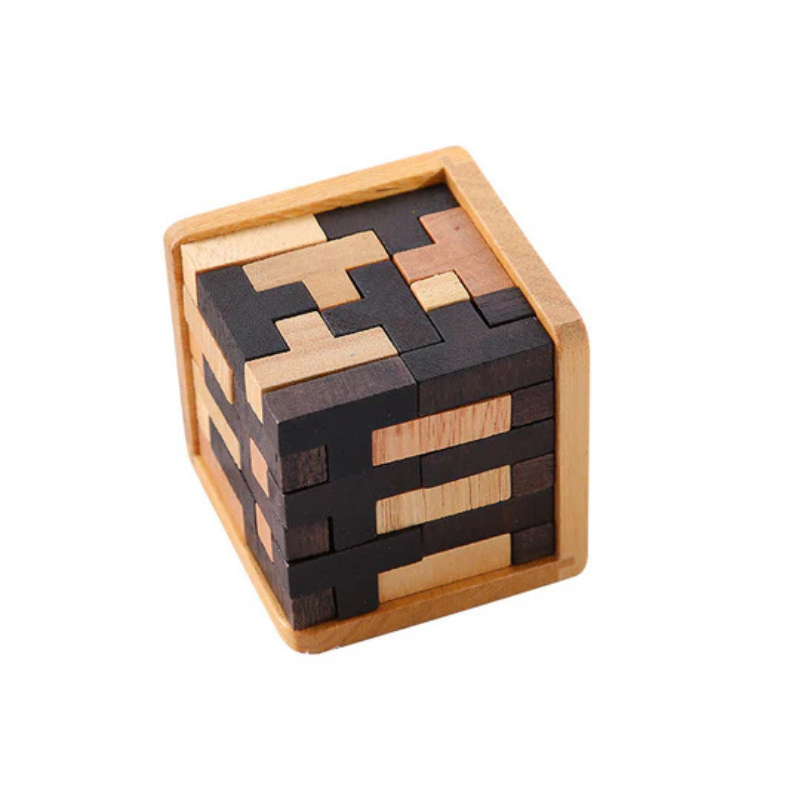 Cube puzzle 3D en bois – jeu de logique pour enfants