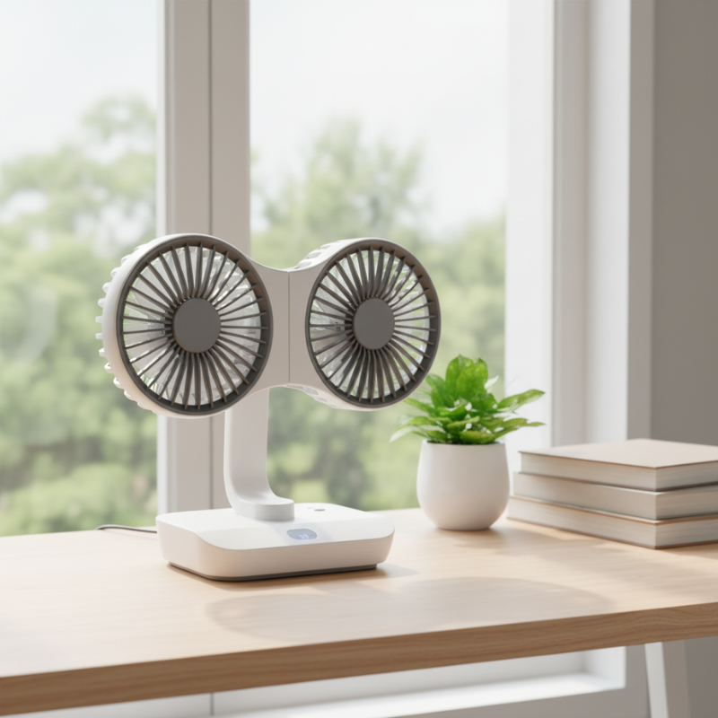 Ventilateur Double Tête Rechargeable et Réglable