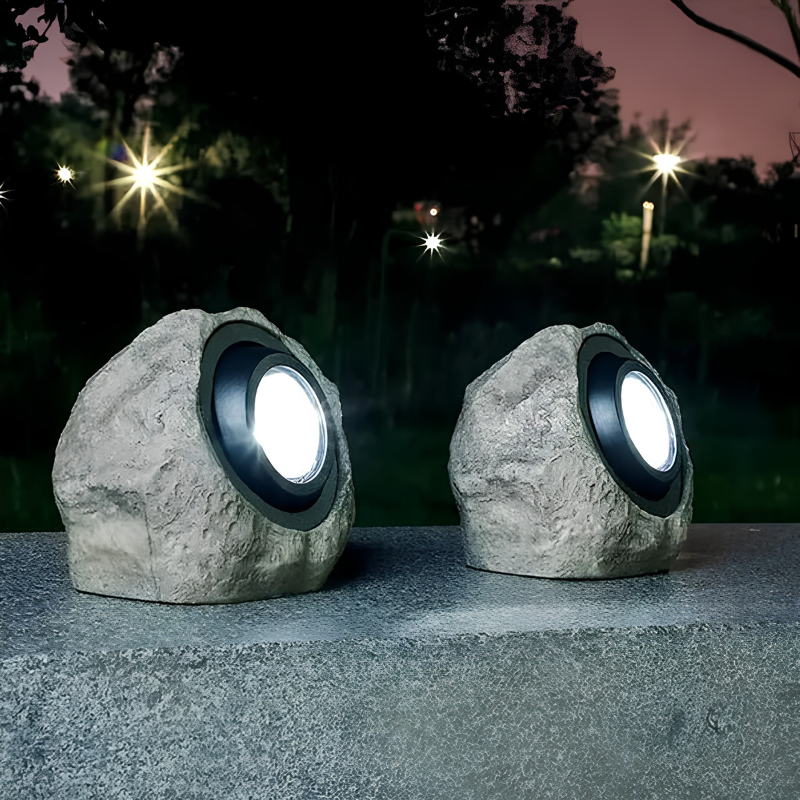Lampe solaire extérieure – éclairage style pierre naturel