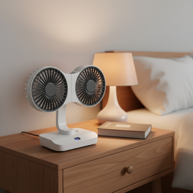 Ventilateur Double Tête Rechargeable et Réglable