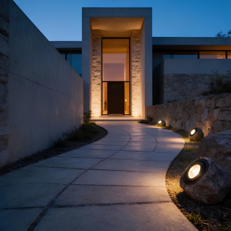 Lampe solaire extérieure – éclairage style pierre naturel