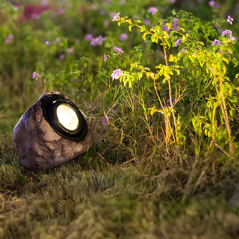 Lampe solaire extérieure – éclairage style pierre naturel