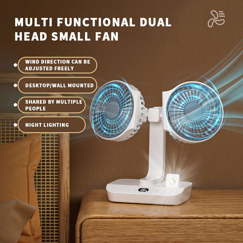 Ventilateur Double Tête Rechargeable et Réglable