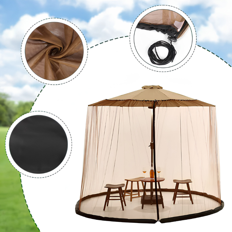 Moustiquaire parasol – protection anti-insectes avec fermeture zippée