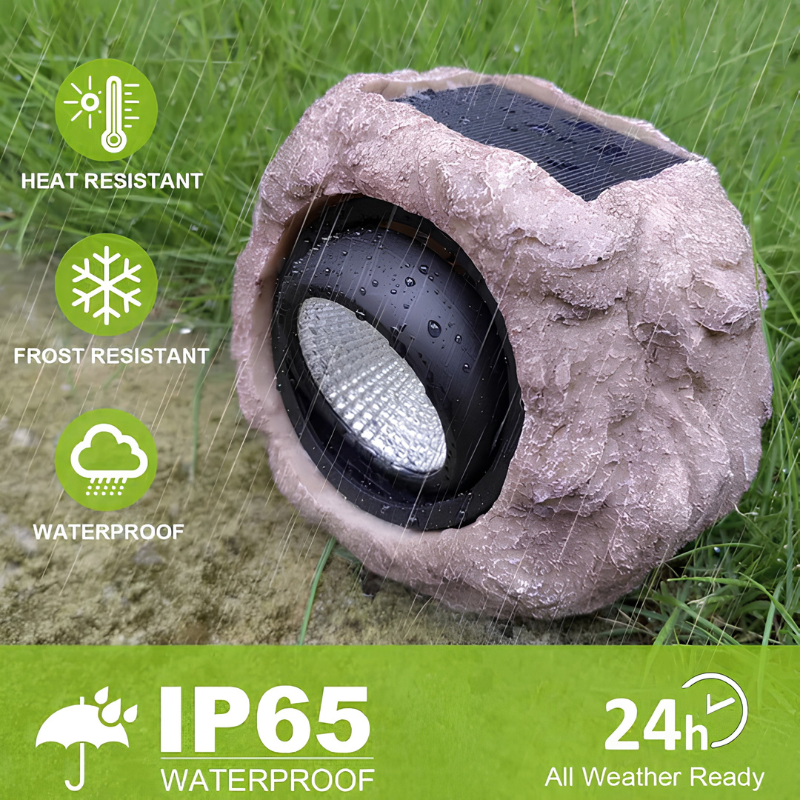 Lampe solaire extérieure – éclairage style pierre naturel
